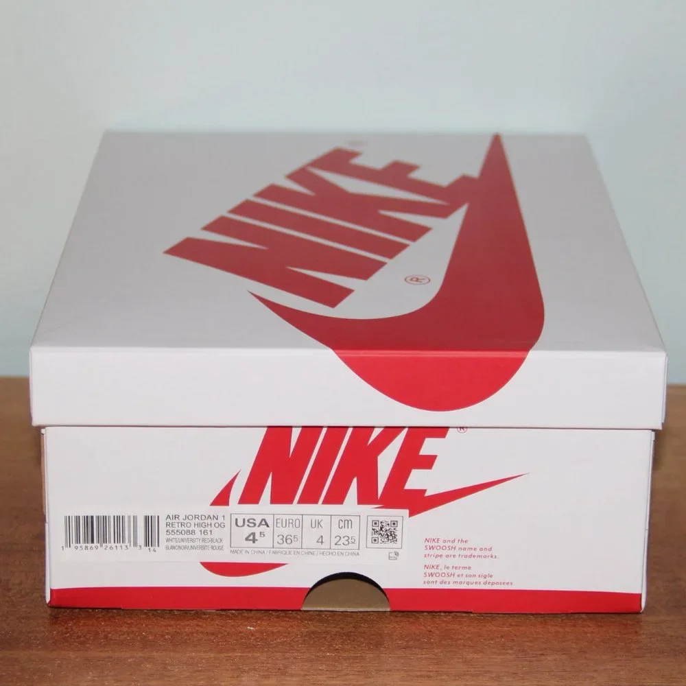 Nike Air Jordan 1 Retro High OG Heritage Mens 4.5 Womens 6 Red White Black